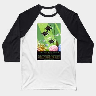 Restored Vintage Visit Australia and the Great Barrier Reef Travel Poster Baseball T-Shirt